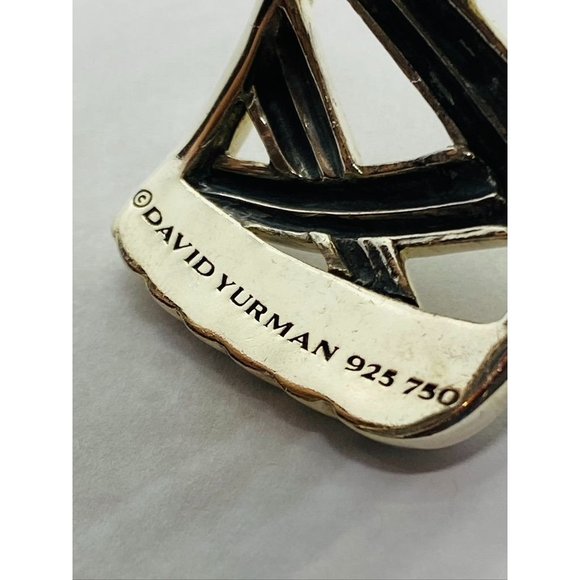 David Yurman Sterling Silver 18k Gold Papyrus Two Tone Wide Cuff Bangle Bracelet - Picture 3 of 10